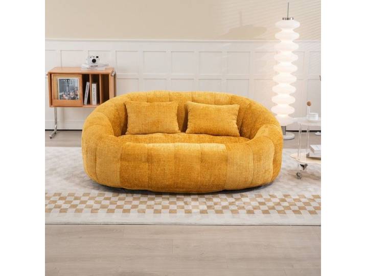 Pouf poire canapé relax fauteuil poire dossier haut canapé pour adultes et enfants fauteuil lounge moelleux (chenille jaune)