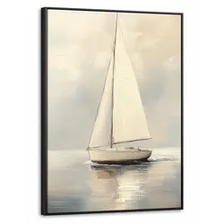 LEINWAND Bilder mit Rahmen - Segelschiff - Meer - Bewölkt - 70x100