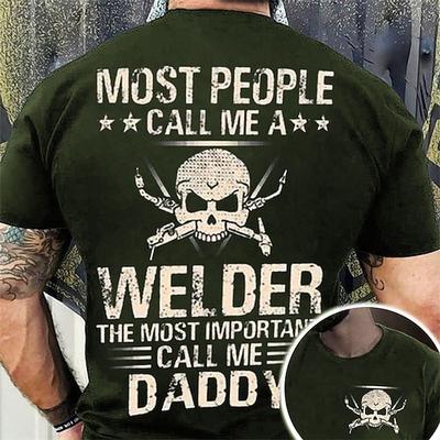 Herren Schweißer Papa Grafik T-Shirt - Wichtigste nenn mich Papa Kurzarm Schwarz