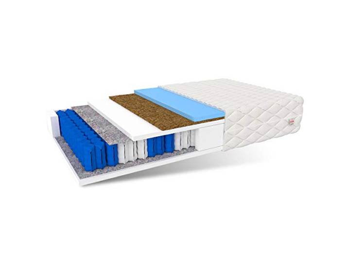 FDM RODOS Taschenfederkernmatratze 90x200 7-Zonen Matratze Kokos-Einlage 22 cm Höhe Härtegrad H2/H3 Zweiseitig Hochelastischer Schaum HR Polyurethanschaum Polyester Öko-Tex