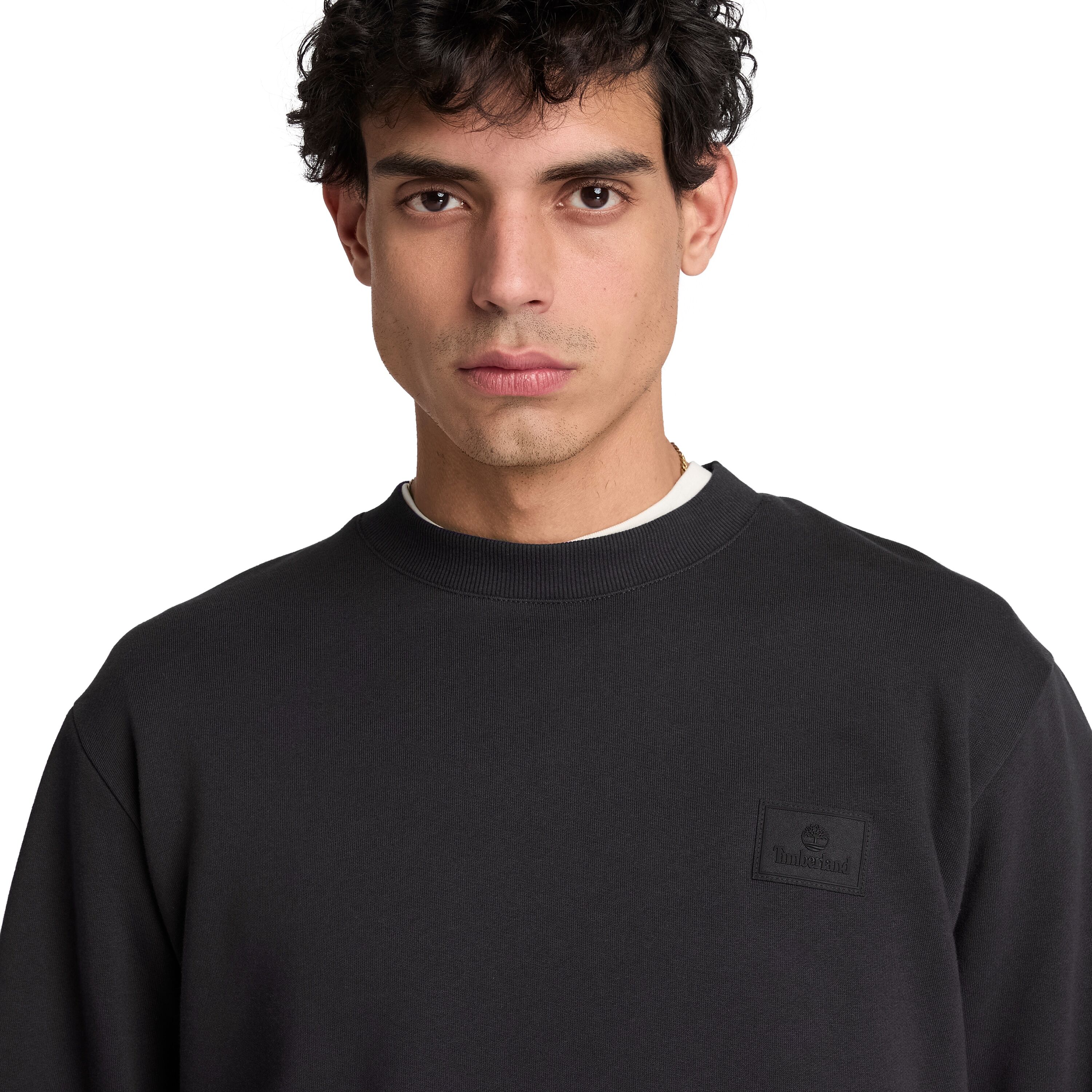 Sweatshirt TIMBERLAND "Silicon Badge BB Crew Sweatshirt", Herren, Gr. S, schwarz, Obermaterial: 80% Baumwolle, 20% Polyester, Sweatshirts Sweatshirt, aus Baumwolle und Polyester, erhältlich in den Grössen S bis XXXL schwarz S
