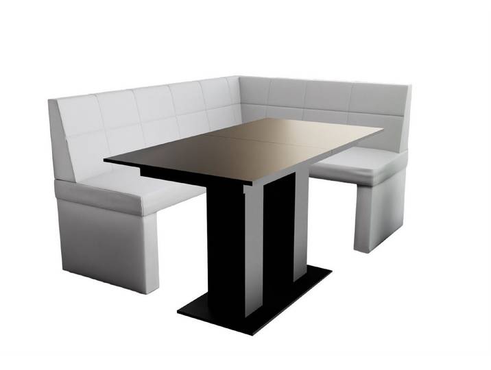 Fun Möbel Eckbankgruppe Eckbankgruppe „BLAKE“ Größe 168x128cm mit Tisch Schwarz, ausziehbarer Tisch