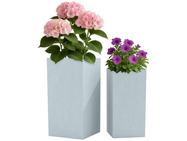 CLP Pflanzkübel 2er Set Grau, Kunststoff, 80 cm, Dekoration, Blumen & Blumentöpfe, Übertöpfe