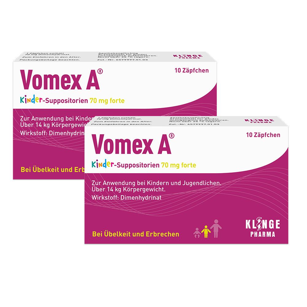 Vomex A Kinder Sup.70Mg FO x2 2x10 St Kinder-Suppositorien