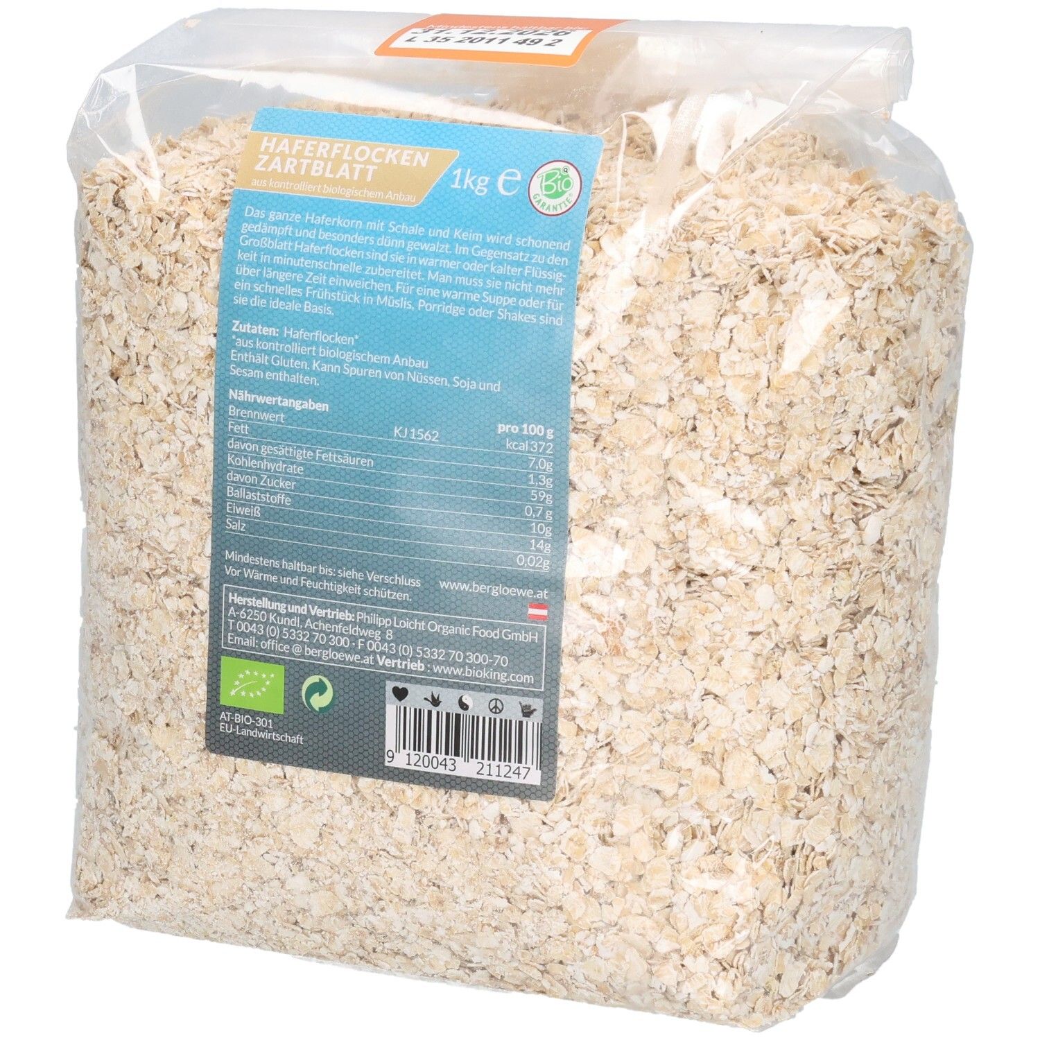 BIO Zartblatt-Haferflocken 1000 g Flocken