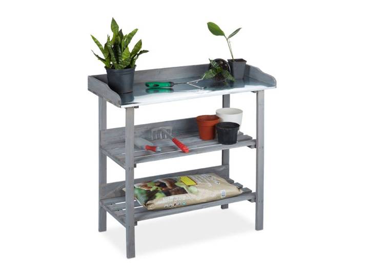 Relaxdays Pflanztisch Holz grau