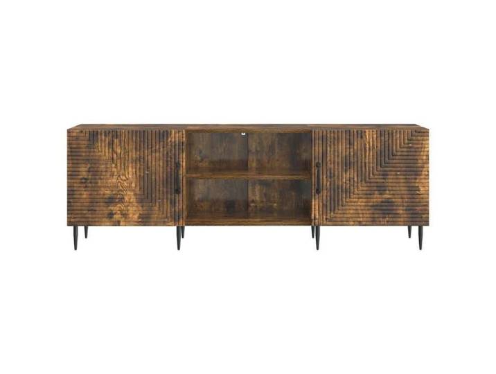 Meuble TV élégant - ECOHOME - bois d'ingénierie - chêne fumé - 150 x 31 x 50 cm - 1 étagère - avec porte@683136