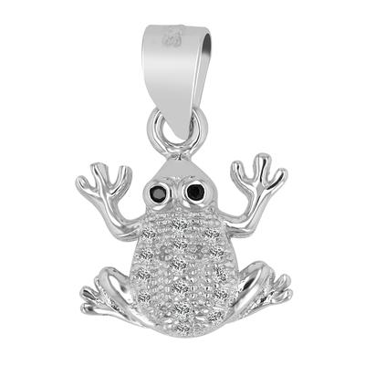 Kettenanhänger AKZENT "Kermit" aus 925 Sterlingsilber, rhodiniert, langlebig", silber (silberfarbig), Schmuckanhänger, Damen, Silber 925 (Sterlingsilber), Kettenanhänger