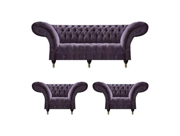 JVmoebel Chesterfield-Sofa Lila Chesterfield Polstergarnitur mit elegantem Design und Komfort, Made in Europa