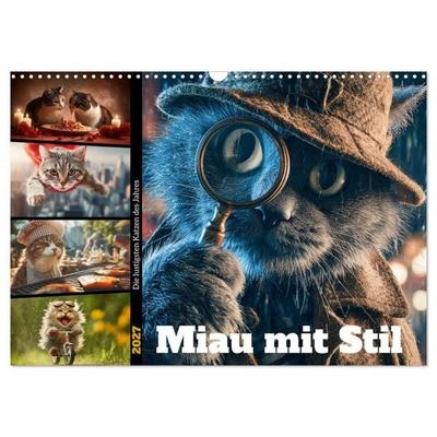 Miau mit Stil (Wandkalender 2027 DIN A3 quer), CALVENDO Monatskalender
