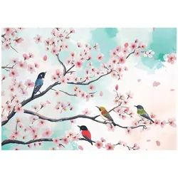 FOTOTAPETE Vögel Blumen Wohnzimmer Vlies Tapete 350x250