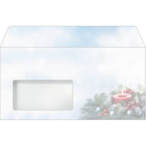 Sigel Weihnachtsumschläge DU640, DIN lang, Candlelight Cheer, mit Fenster, 50 Stück