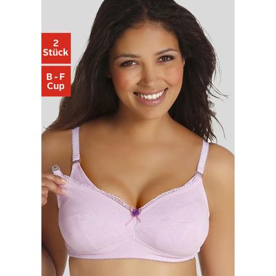Still-BH, Damen, Gr. 80, Cup E, lila (flieder, weiß), Jersey, Obermaterial: 95% Baumwolle, 5% Elasthan, PETITE FLEUR BY LASCANA, Basic, BHs BH BH-Set Still-BH Wäsche Mieder-BH Bügelloser-BH, ohne Bügel, mit aufhakbaren Clips