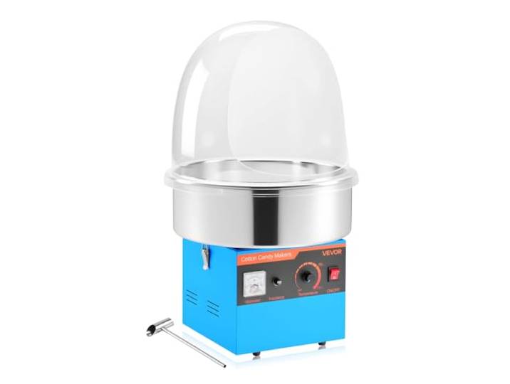 VEVOR Machine à Barbe à Papa Électrique 1000 W\, Appareil à Barbe à Papa avec Dôme Transparent\, Bol en Acier Inoxydable et Cuillère à Sucre\, pour Faire des Bonbons Fêtes Anniversaires Maison\, Bleu