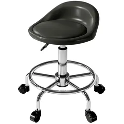 STILVORA Rollhocker höhenverstellbar Schwarz 75x44x44 cm mit Rückenlehne Fußstütze 360 Grad drehbar fünf Rollen Kunstleder gepolstert