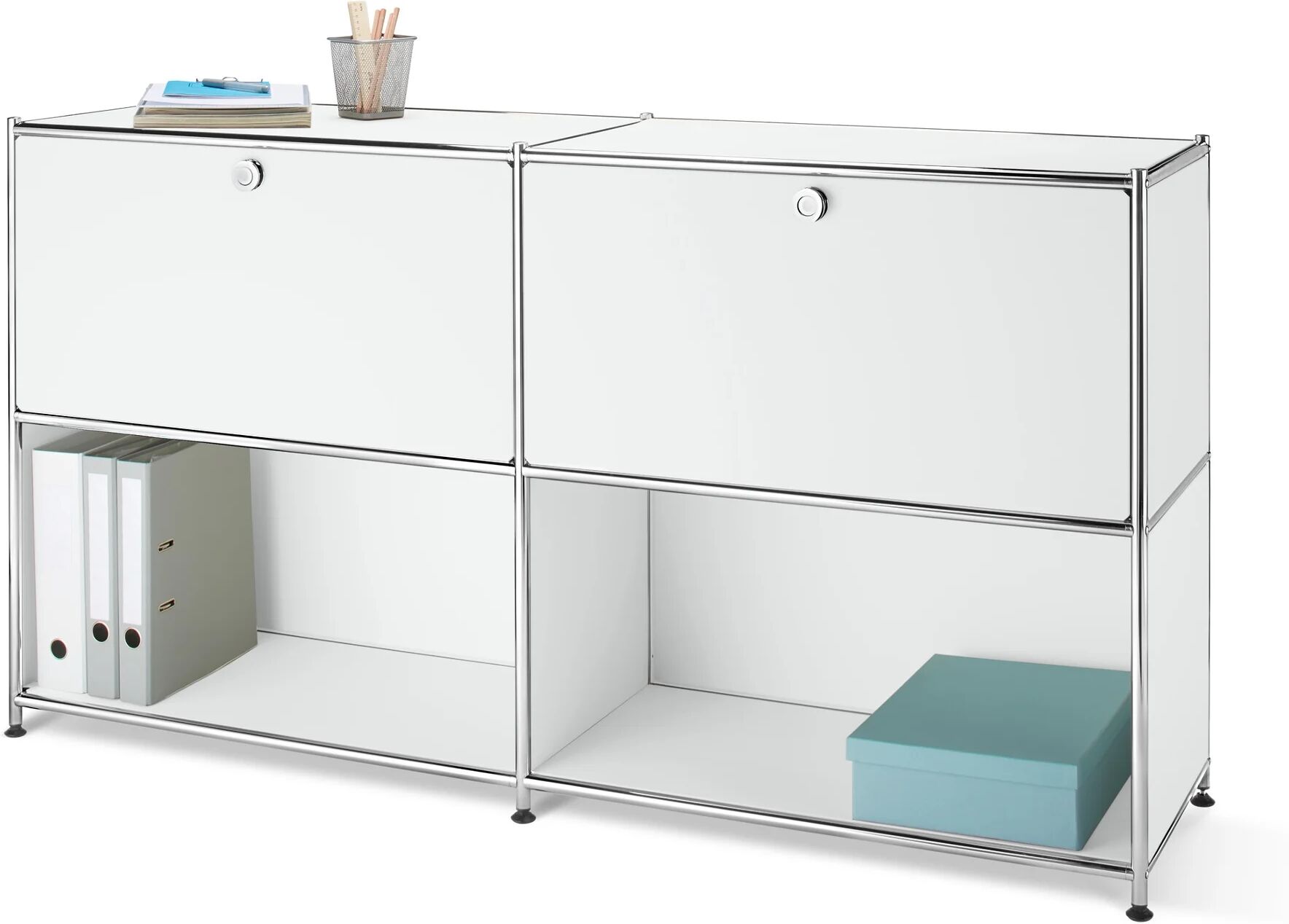 Tchibo - Sideboard Metall »Cn3« mit versetzbaren Klappenfächern - 152x40x82,5cm - weiss -