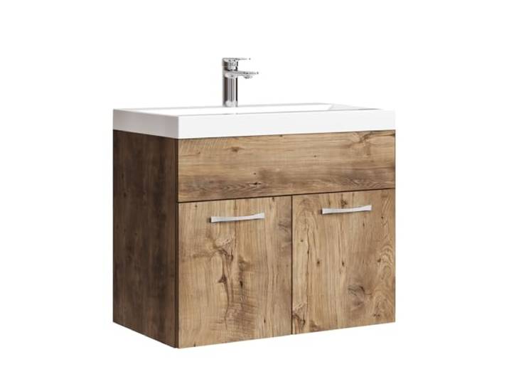 Badplaats Badmöbel Set mit Waschbecken und Unterschrank Montreal 01 60 x 35 cm Braun Eiche - Waschbeckenunterschrank mit Waschbecken