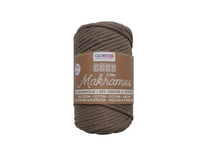 Glorex Makramee-Cord Gewebt Hellbraun 3 mm 250 g