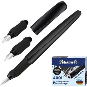 Pelikan Kalligraphie-Stift Twist, schwarz, Füller mit 3 Federn