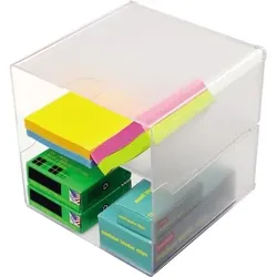 Deflecto Deflect-o Organisationsbox CUBE 350701 2Fächer glasklar