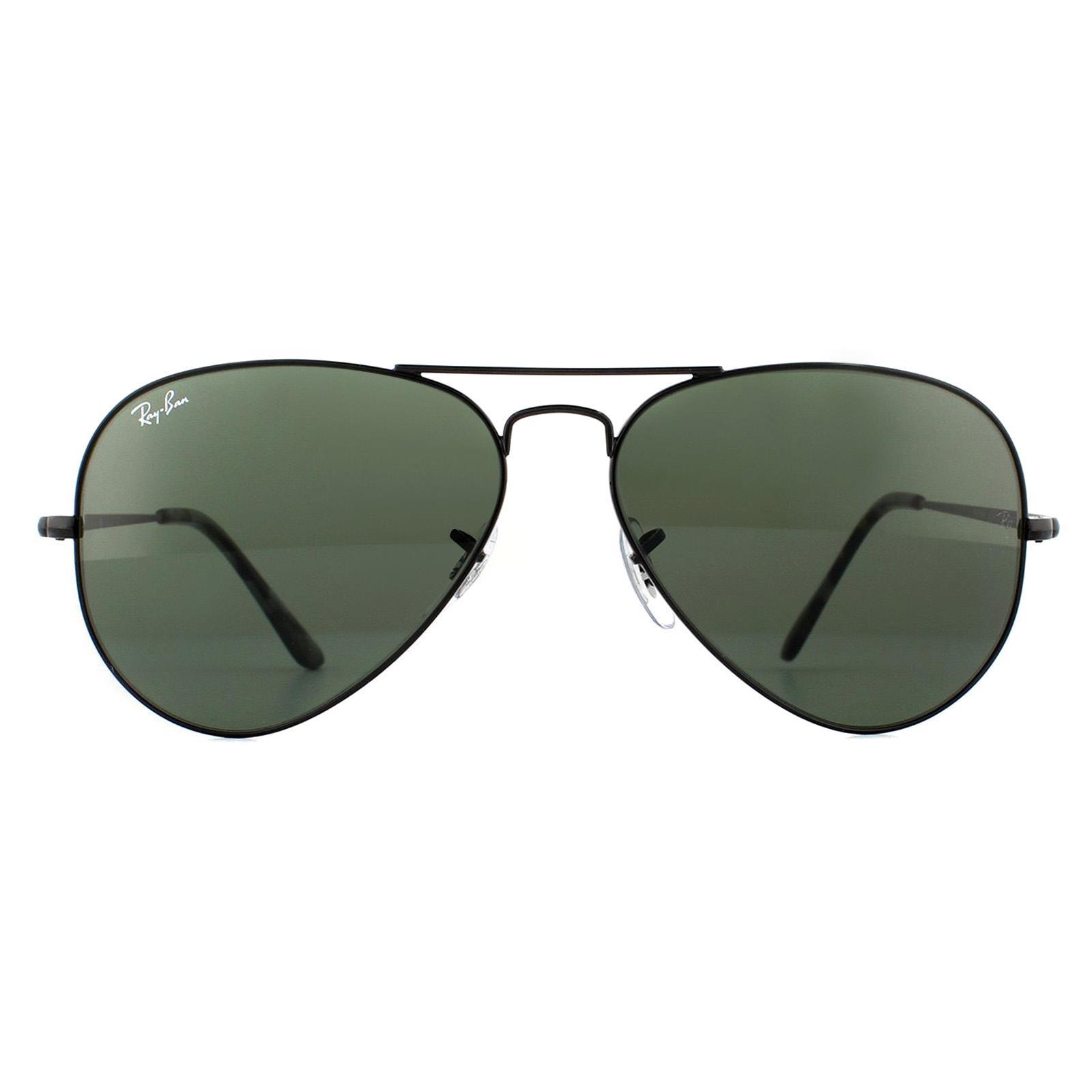 Ray-Ban Zonnebril Aviator Metal II RB3689 914831 Zwart Groen