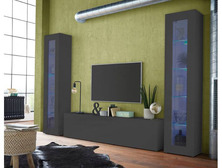Lowboard HOME AFFAIRE Maruska , grau (anthrazit, anthrazit), B:180cm H:40cm T:30cm, Holzwerkstoff, Sideboards, Lowboard