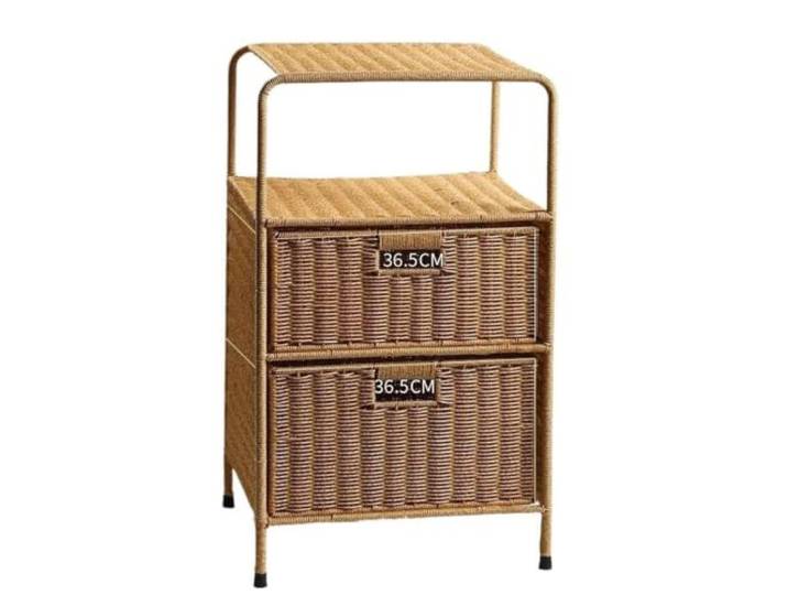 DASJKDI Kommode aus Rattangeflecht Wohnzimmer-Schlafzimmer im Vintage-Stil(Bedside Table a)