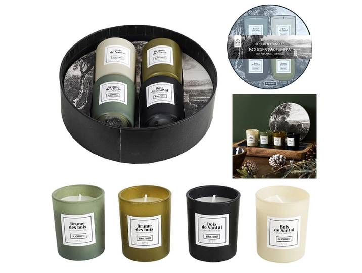 Kerze CLAUDIA 1 Stück sandelholz / spaziergang im morgenwald