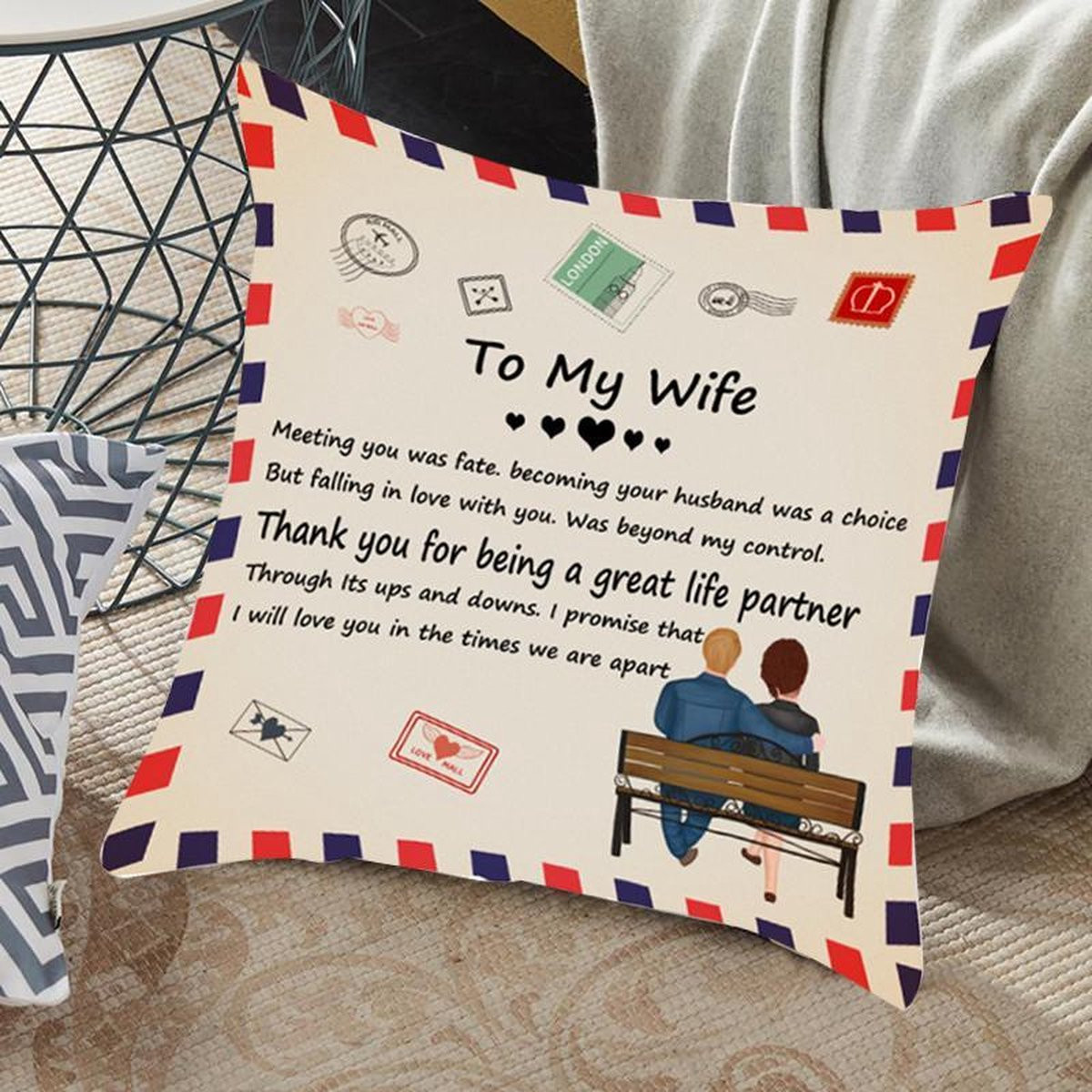 TDR Sierkussensloop To My Wife - 45 x 45 cm