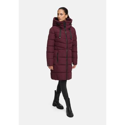 Winterjacke MARIKOO "Natsukoo XVI", Damen, Gr. M, rot (wine), Obermaterial: 100% Polyester, Jacken Winterjacke, Stepp Mantel mit großer Kapuze
