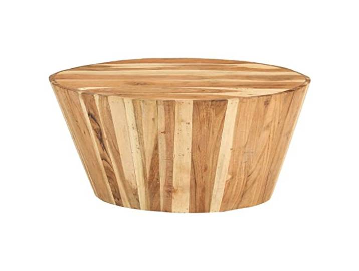 YUTAASU Couchtisch Ø65x31 cm Massivholz Akazie Handgefertigt, Stabil, Langlebig, Platz für Zeitschriften und Bücher