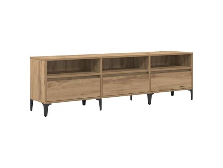 KUPTYERFG TV-Schrank Artisan-Eiche 150x30x45 cm Holzwerkstoff Eisen Stabiles Lowboard mit 2 Schubladen und 3 Fächern für Wohnzimmer und Unterhaltungselektronik im rustikalen Design.