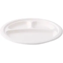 greenbox - Menüteller aus Zuckerrohr Ø 22 cm, 3 Kammern, rund, 500 St.