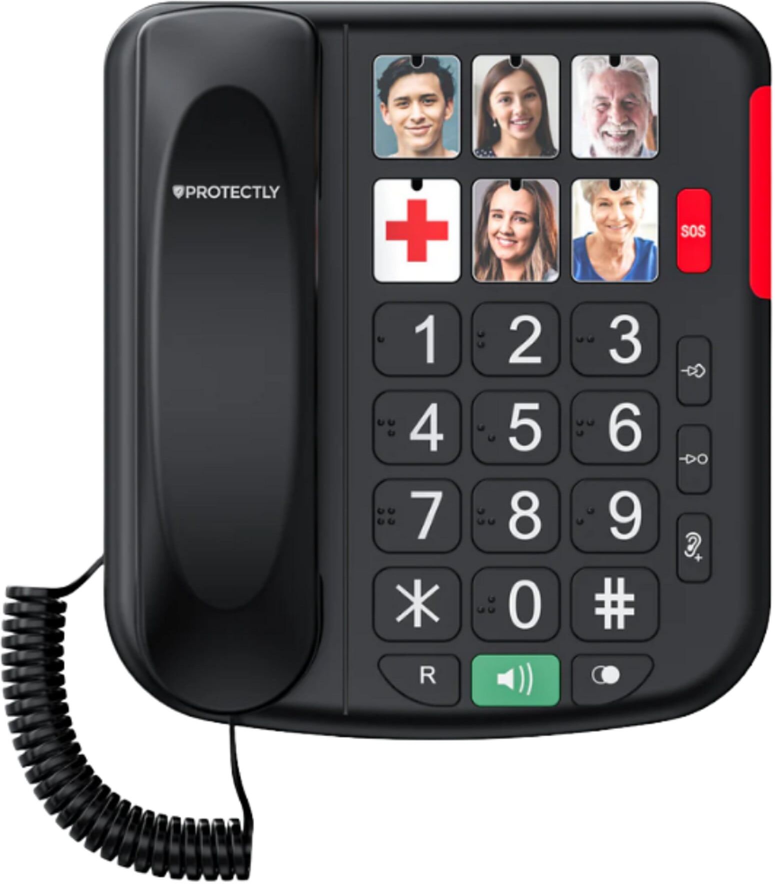 Protectly Senioren-Festnetztelefon mit SOS-Notruftaste und großen Fototasten