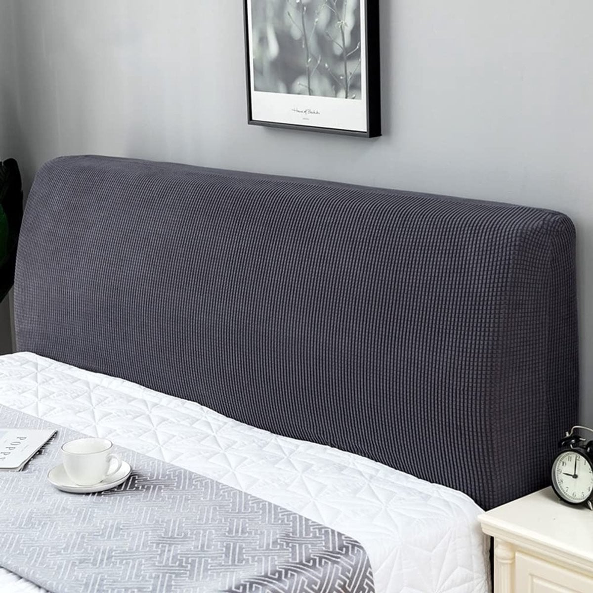 Allecto Stretch Hoofdbordhoes - Rekbare Hoofdbordbekleding - Grijs