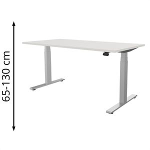 fm-Büromöbel Schreibtisch fouraction weiß / silber, elektrisch höhenverstellbar, 160 x 65-130 x 80 cm