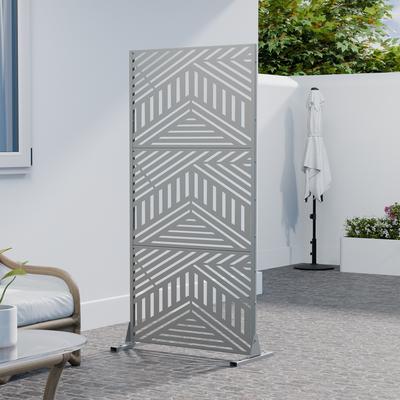 Lirago Metal Privacy Screen Freestanding Outdoor Divider Rust-Proof Galvanized Steel Decorative Fence Panel