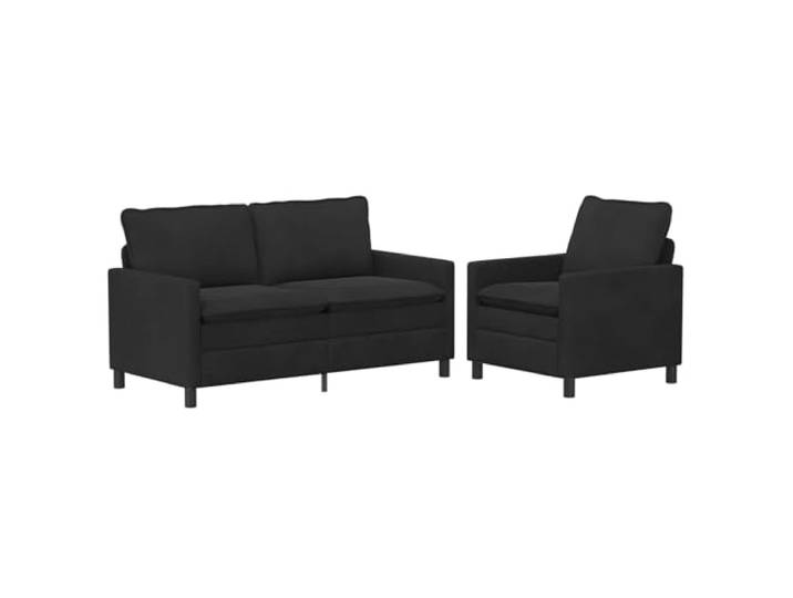 RJPLMFV Sofa, 2 Stück, Velours, Schwarz, Doppelkissen Stabiler Metallrahmen, abnehmbare Bezüge, modernes Design, für kleine Wohnungen