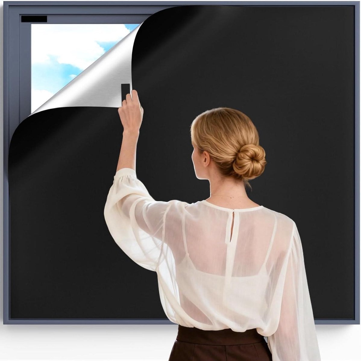 Verduisterende raamfolie zwart - 145 x 200 cm