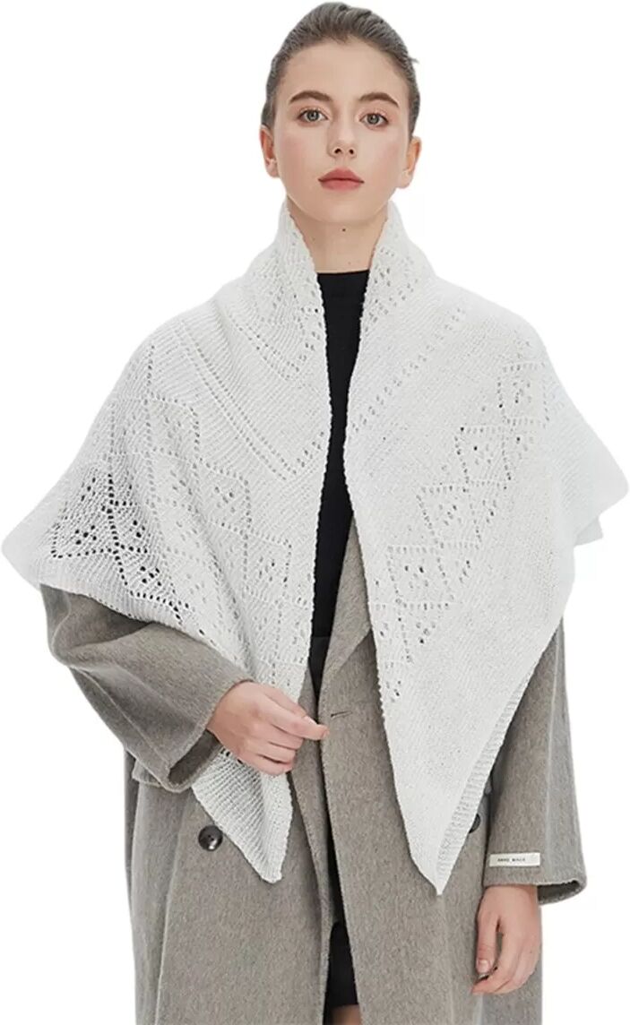 INF Élégante Écharpe Crochetée en Polyester : Chaleureuse, Polyvalente et Élégante pour les Affaires et les Loisirs Blanc