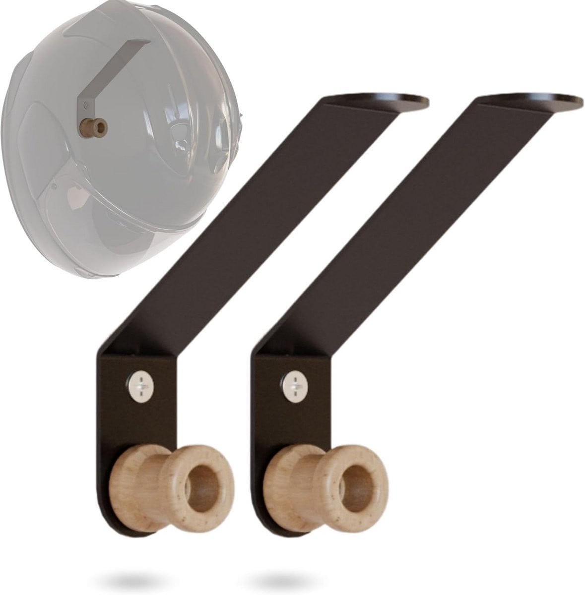 Robuuste metalen wandhouder voor motorhelm en accessoires