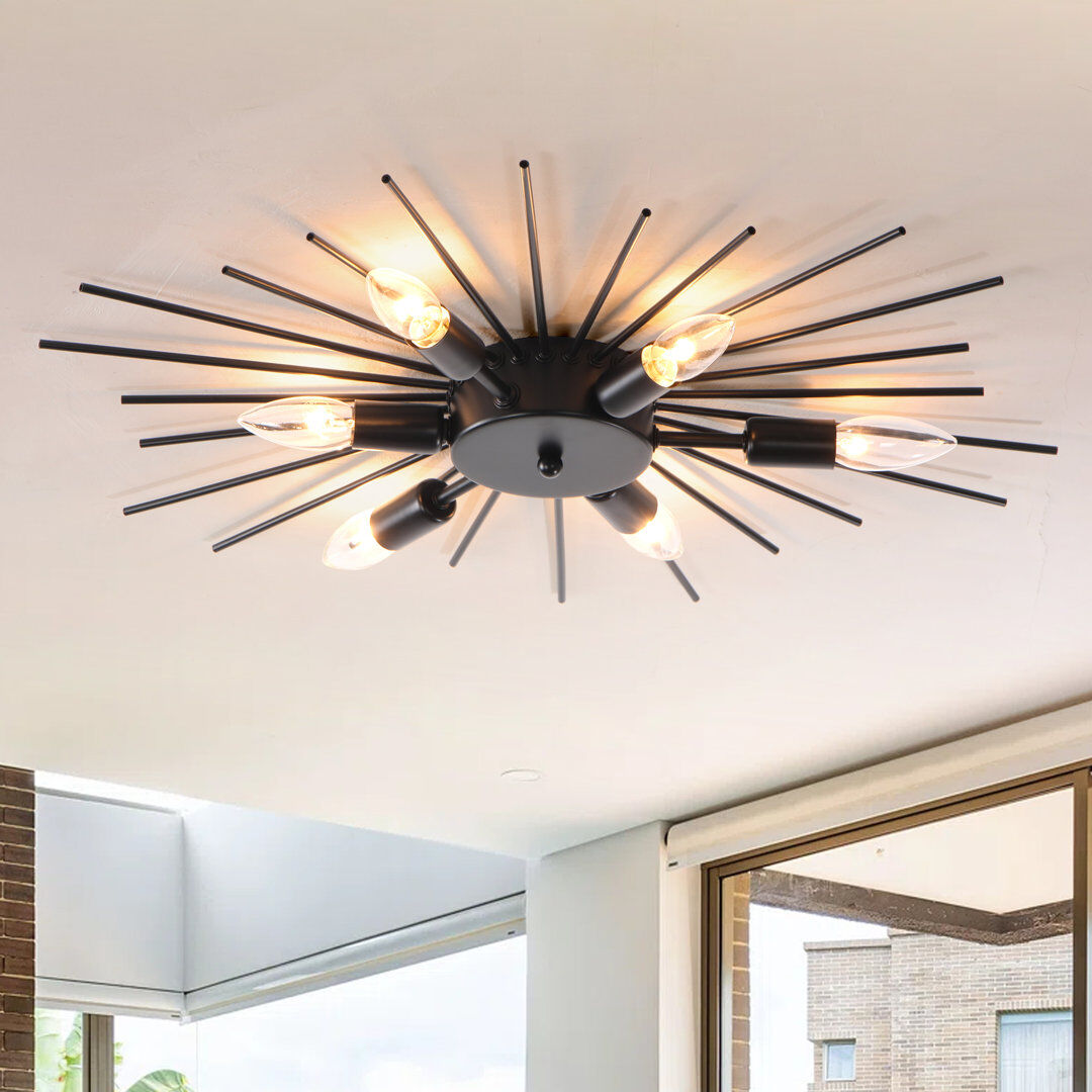 Blue Elephant Freja 6 - Light 60cm Dimmable Sputnik Flush Mount Black 5cm H X 60cm W X 60cm D