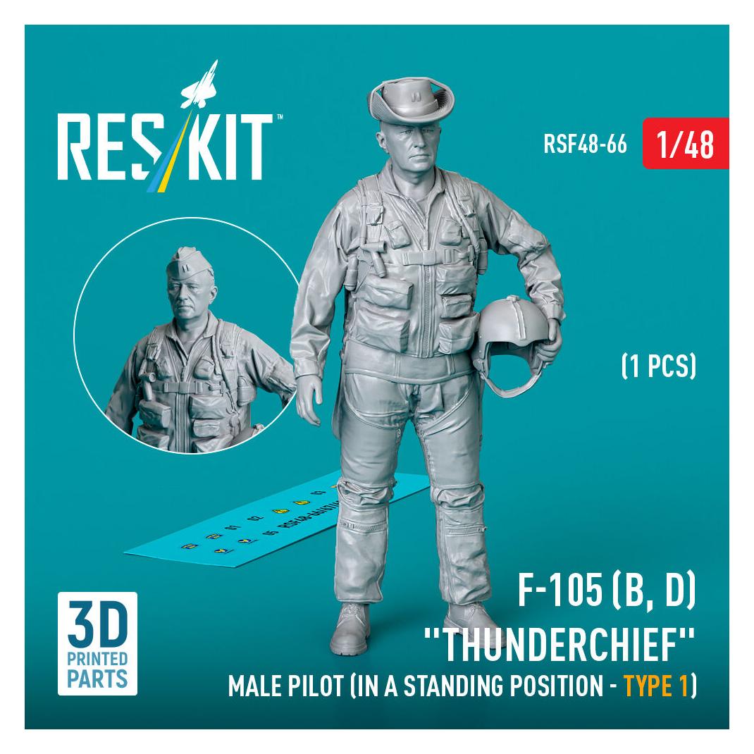 ResKit F-105 (D,F,G) Thunderchief male pilot (in a standing position - type 1) (1 pcs) (3D Printed) (RSF48-0066)