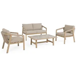 4er Garten-Set Kalimera - Aluminium Desert Sand, Olefin Taupe, Small