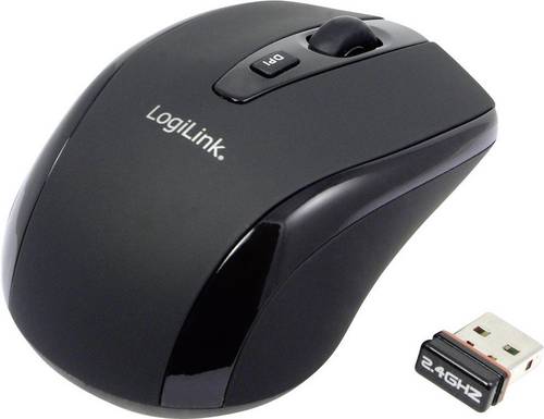 LogiLink Mini Maus Funk Optisch Schwarz 3 Tasten 1600 dpi