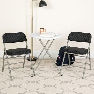 Flash Furniture 4 Pack Curved Triple Braced & Hinged Fabric Upholstered Metal Folding Chair