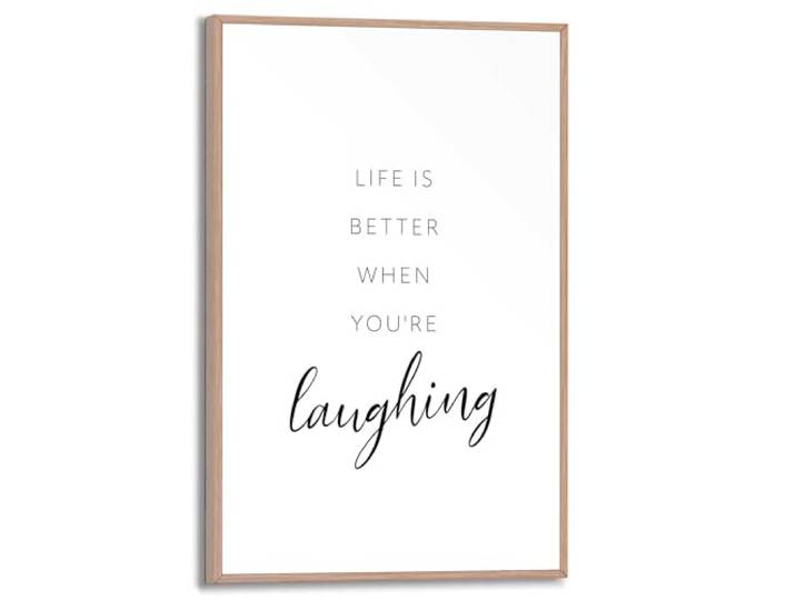 REINDERS Gerahmtes Bild, Laughing, Home Office, Bilder, Wanddeko, Room Decor, MDF, Schwarz-Weiß, 30 x 20