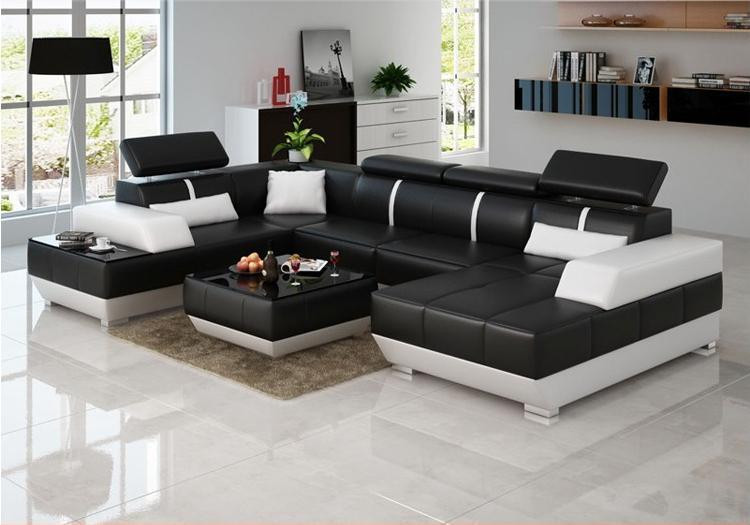Modern U-vormig design hoeksofa XXL in leder voor de woonkamer
