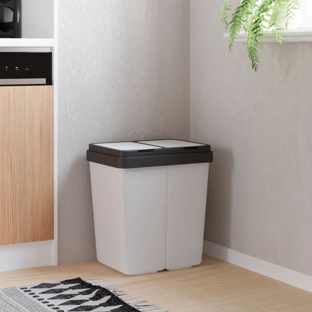 vidaXL Caixote duplo 2x25 L branco Blanco