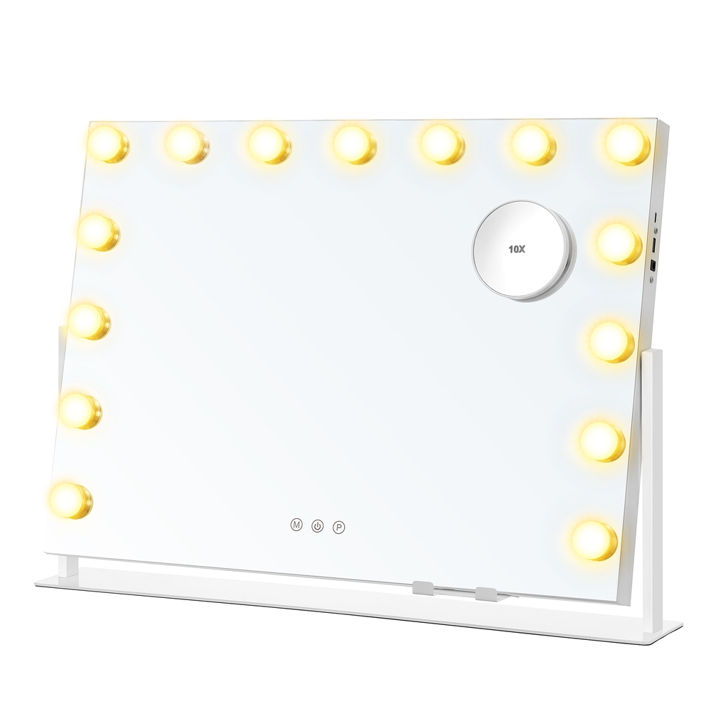 SONGMICS Schminkspiegel mit Beleuchtung und Ladeanschlüssen mattweiß LWM001W02